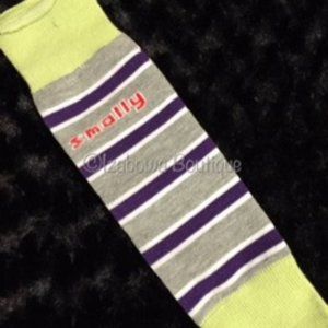 Green & Navy Stripe Legwarmers